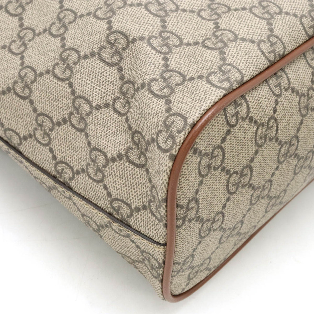 GUCCI GG Supreme Handbag Tote Bag Shoulder Leather Beige Brown - Picture 3 of 8
